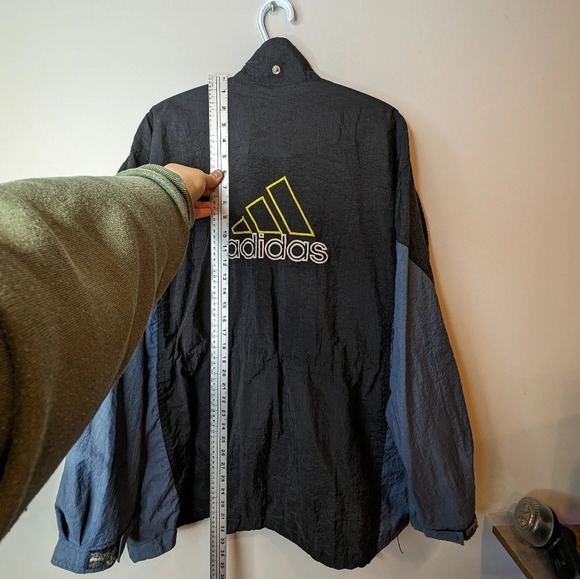 Vintage 90s 00s Embrodered Adidas Logo Zip Up Jacket Black Blue Mens M - Picture 9 of 14